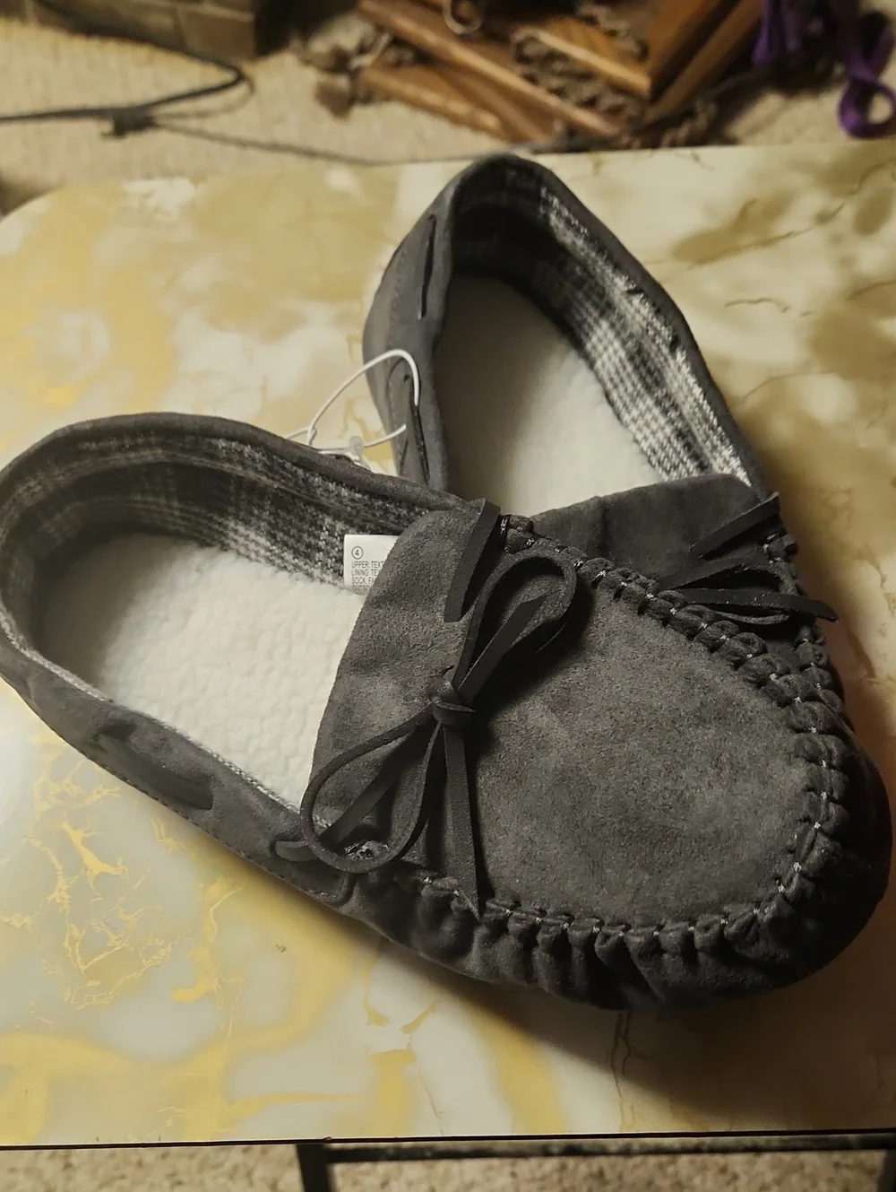 Cat & Jack Kids Gray Suede Moccasin Slippers